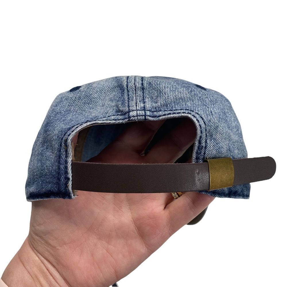 Blessed Ball Cap Pastel Rainbow Acid Wash Denim Look Blue Adjustable Strapback - Picture 9 of 15